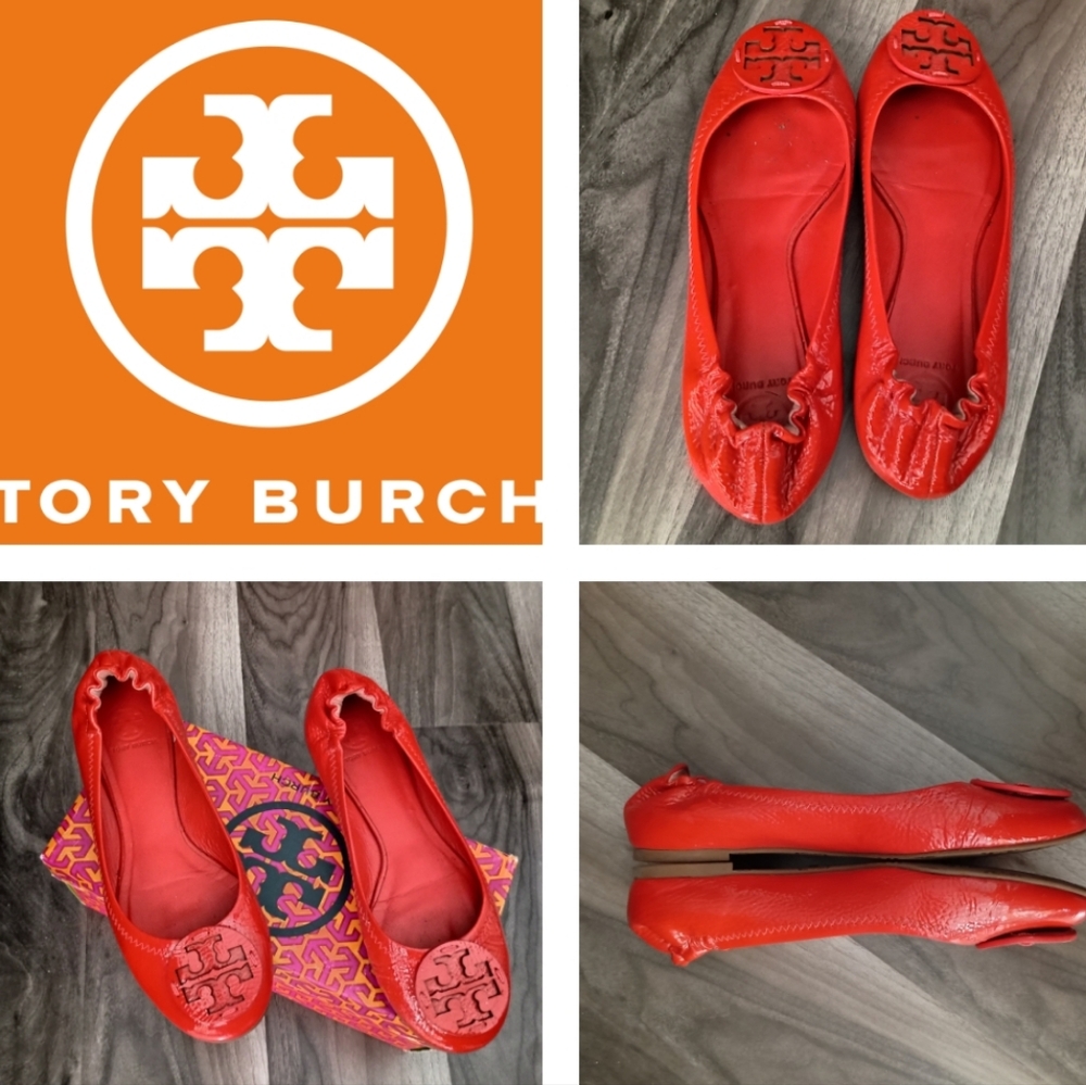 Tory Burch Flame Red Flats Size 10